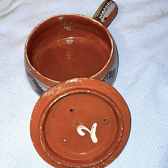 Vintage Mexican Pottery Tlaquepaque Redware Bean Pot W/ Lid - Picture 3 of 15